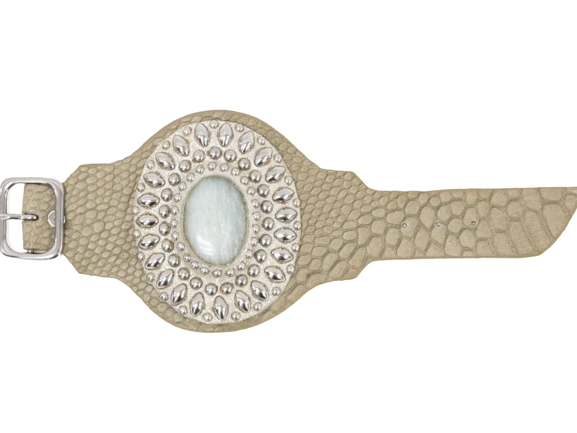 rocal_semiprecious_aventu_2.webp Calleen Cordero Rocal Semi-precious Aventurine Green Stone Cuff | Sculpted Bracelets