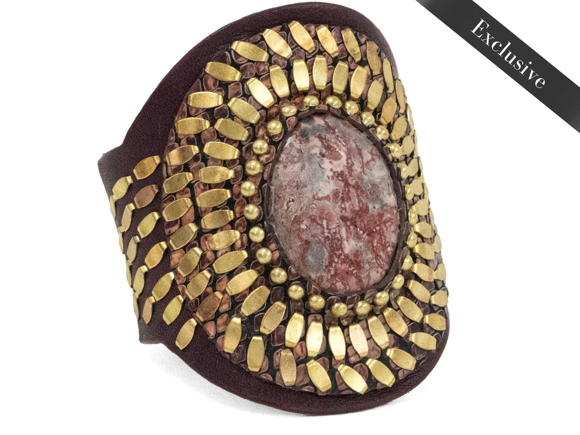 rocal_semiprecious_epidot_0-1.webp Calleen Cordero Rocal Semi-precious Epidote Stone Cuff | Sculpted Bracelets