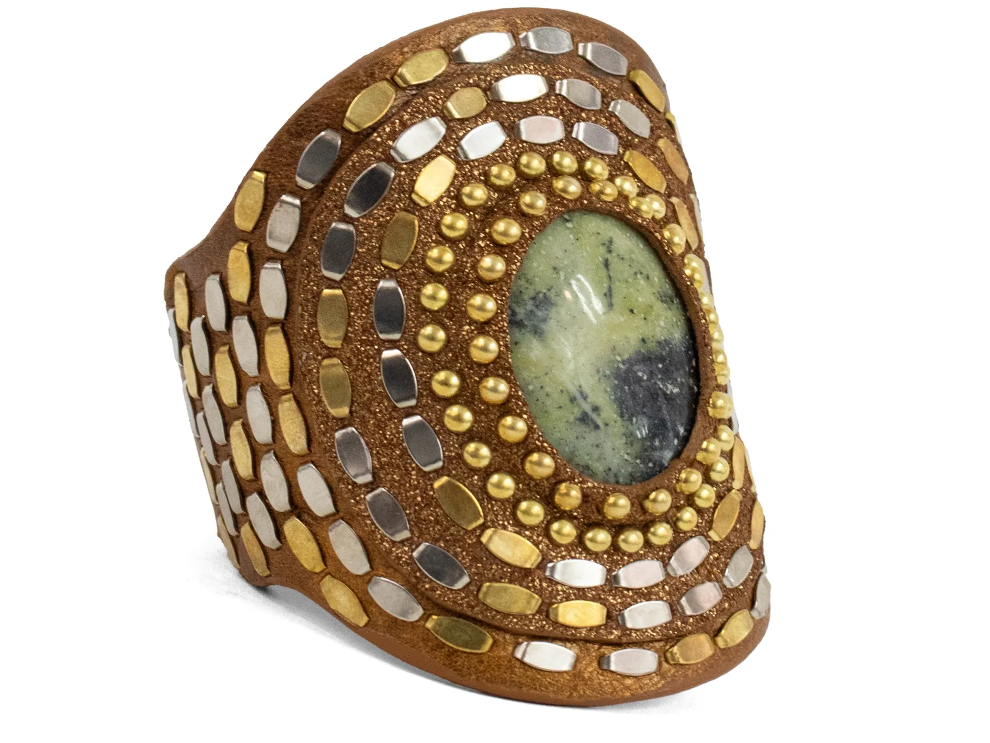 rocal_semiprecious_epidot_0.webp Calleen Cordero Rocal Semi-precious Epidote Stone Cuff | Sculpted Bracelets