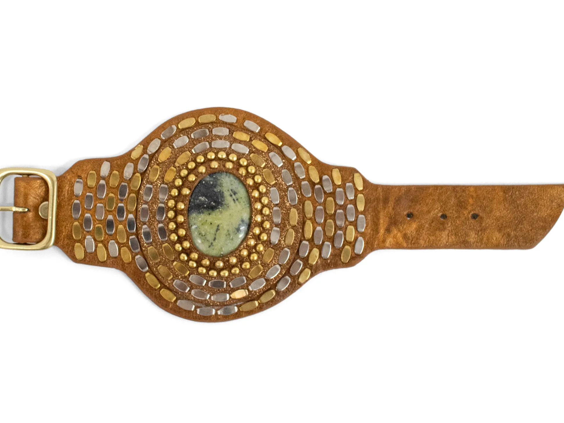 rocal_semiprecious_epidot_1.webp Calleen Cordero Rocal Semi-precious Epidote Stone Cuff | Sculpted Bracelets