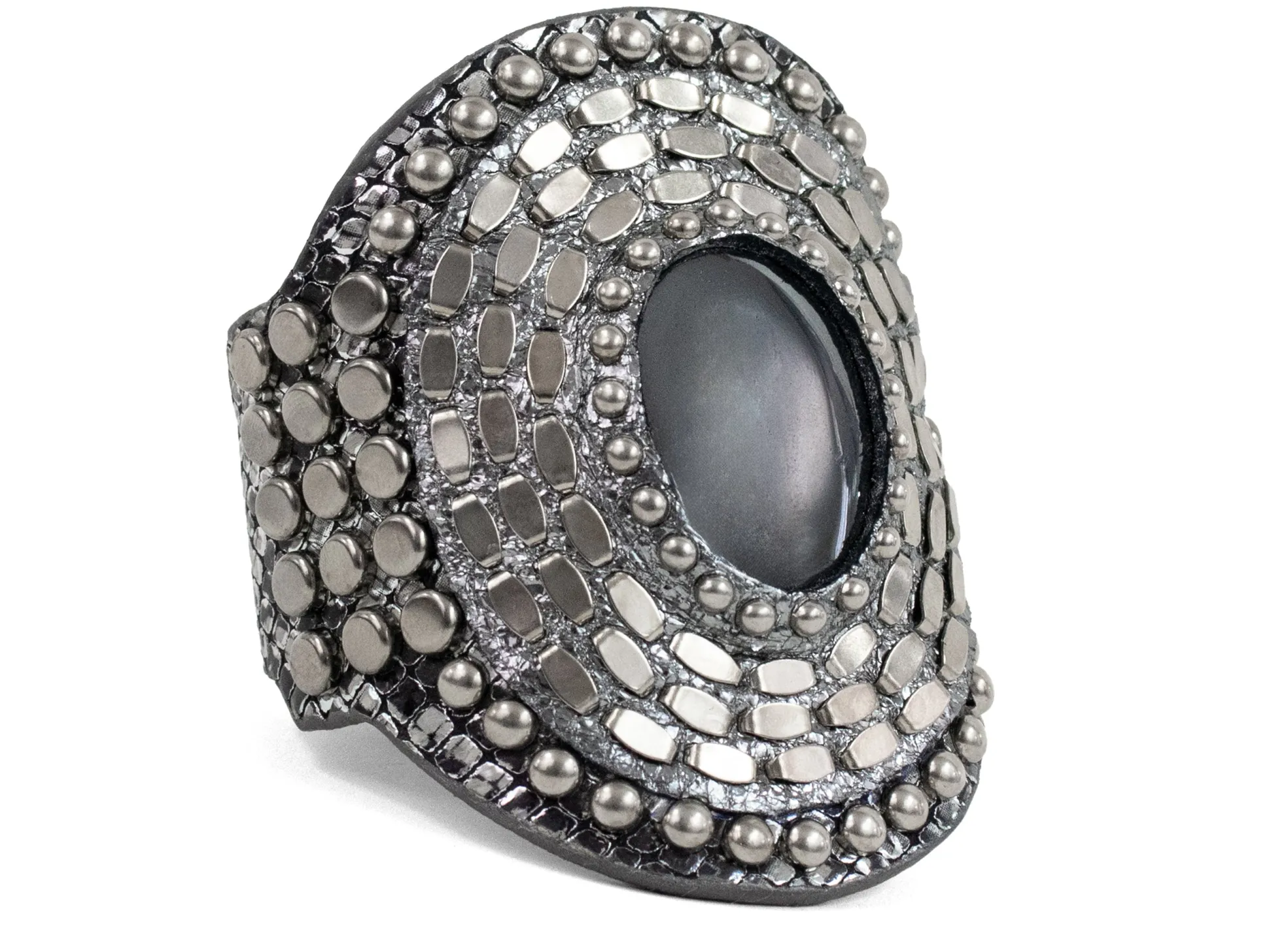 rocal_semiprecious_hemati_0.webp Calleen Cordero Rocal Semi-precious Hematite Stone Cuff | Sculpted Bracelets