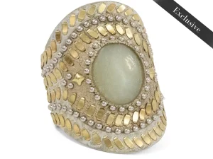 Calleen Cordero Rocal Semi-precious Jade Stone Cuff | Sculpted Bracelets