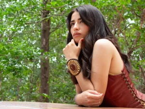 Calleen Cordero Rocal Semi-precious Red Jasper Stone Cuff | Sculpted Bracelets
