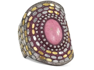 Calleen Cordero Rocal Semi-precious Rhodonite Stone Cuff | Sculpted Bracelets