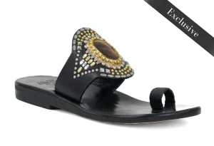 Calleen Cordero Rocal Semi-precious Tigers Eye Stone Sandal | Sandals
