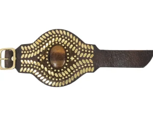 Calleen Cordero Rocal Semi-precious Tigers Eye Stone Cuff | Sculpted Bracelets
