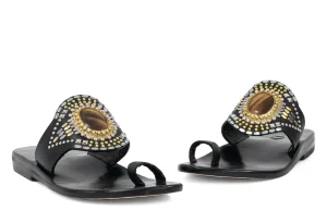 Calleen Cordero Rocal Semi-precious Tigers Eye Stone Sandal | Sandals