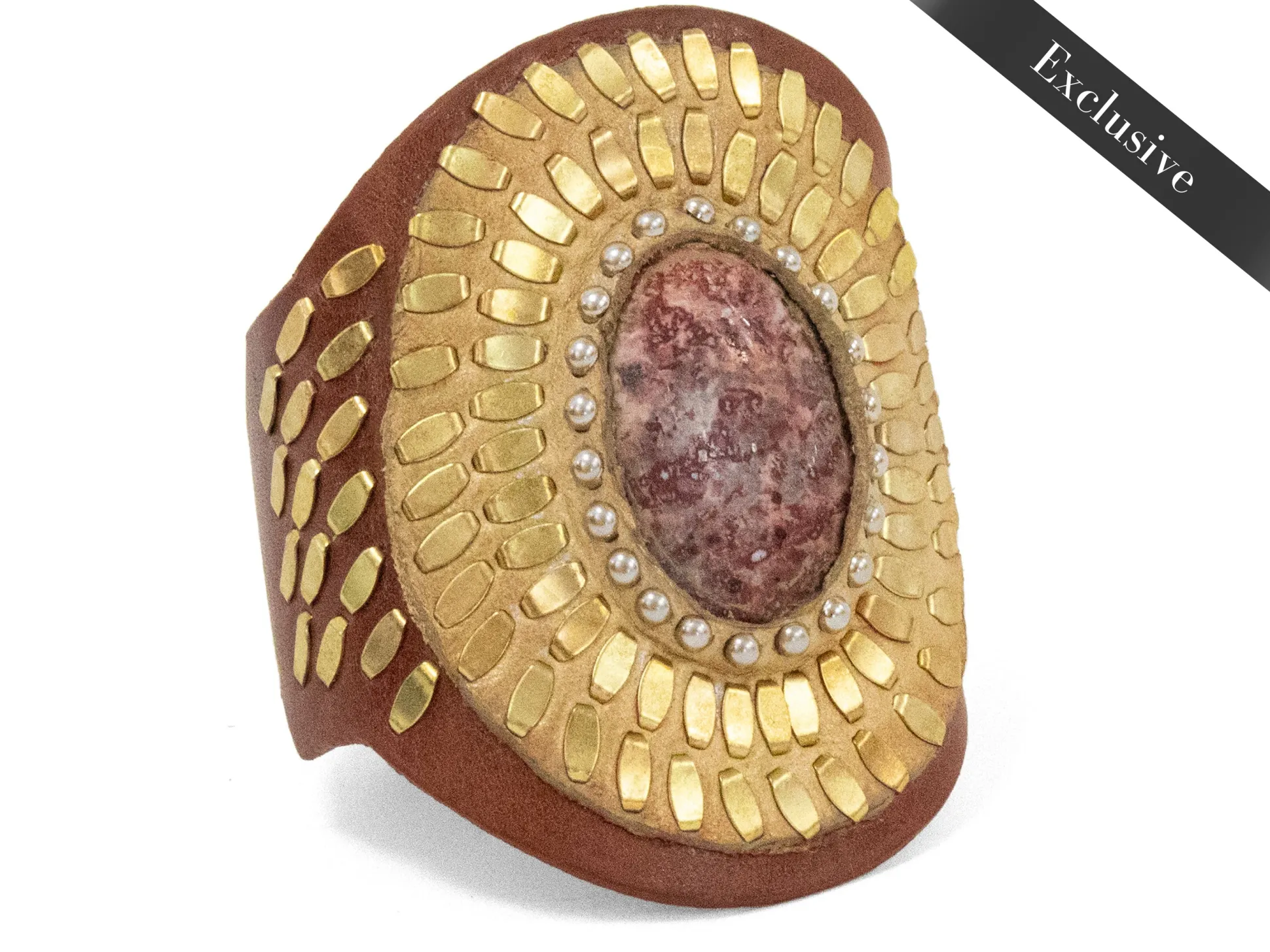 rocal_semiprecious_unikit_0.webp Calleen Cordero Rocal Semi-precious Unikite Stone Cuff | Sculpted Bracelets