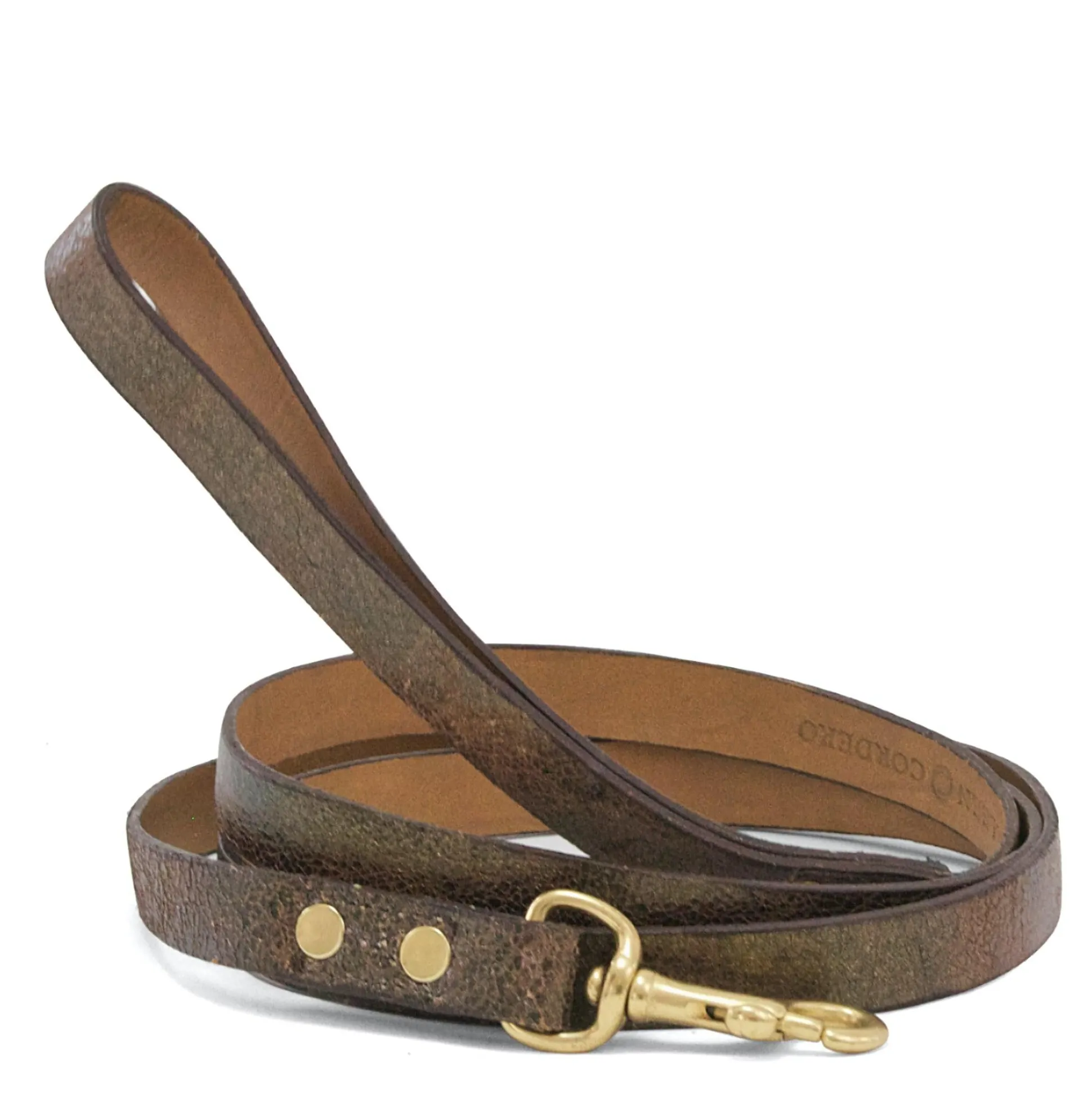 simple__dog_leash__bronze_0.webp Calleen Cordero Simple Dog Leash - Bronze Pearl Cracked Leather | Leashes